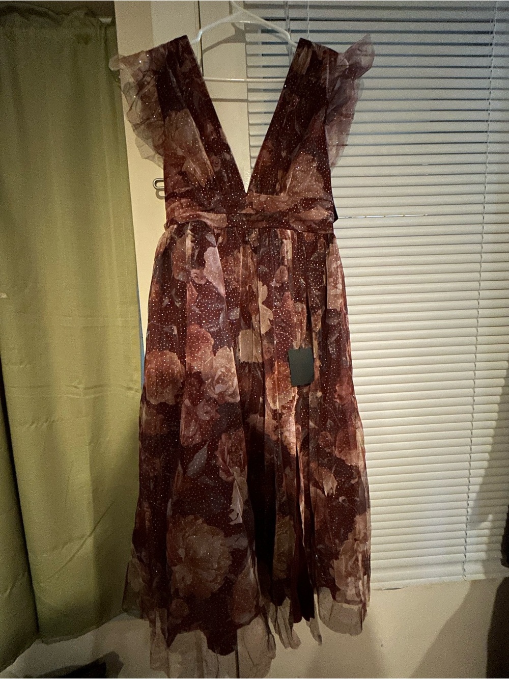 Lulu's Burgundy Floral Midi Dress